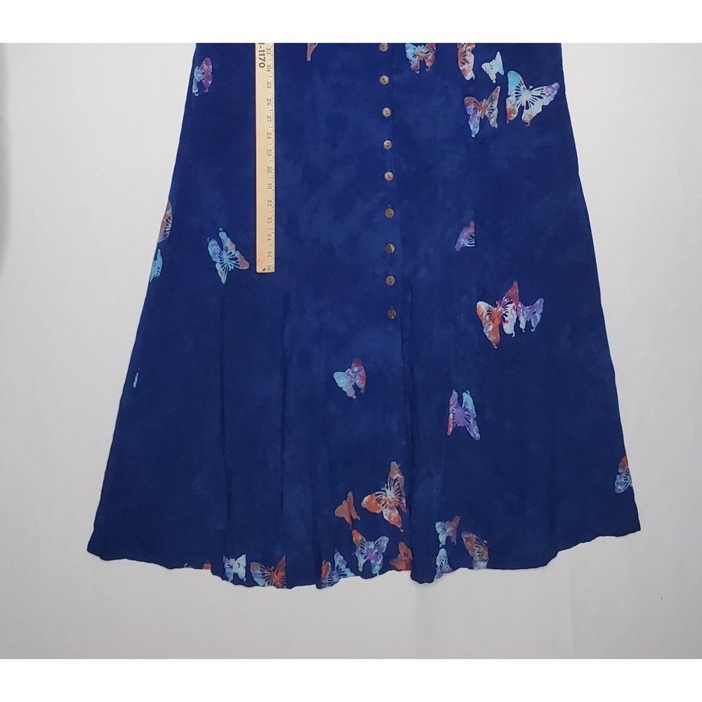 Jon Wenger Vtg Hawaiian Full Button Midi Dress L/XL Butterfly Fairy Hippie Beach - Picture 7 of 9